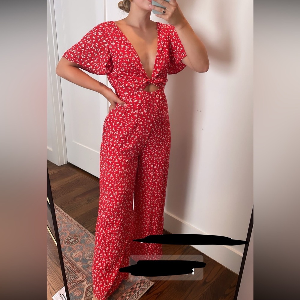 Red Floral Jumpsuit